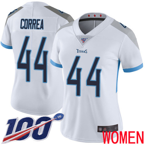 Tennessee Titans Limited White Women Kamalei Correa Road Jersey NFL Football #44 100th Season Vapor Untouchable